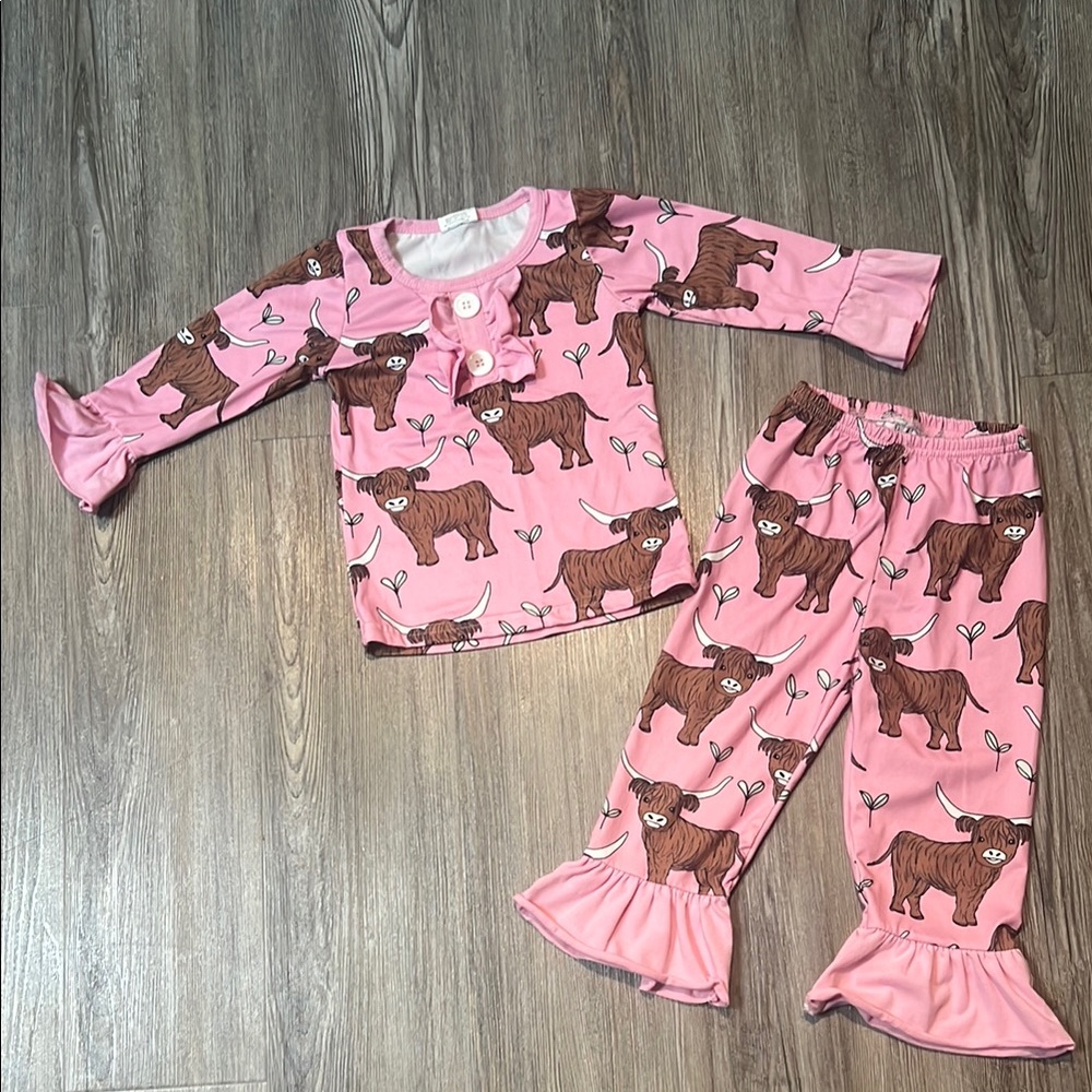 Highland Cow PJ Set- Size 12-18m